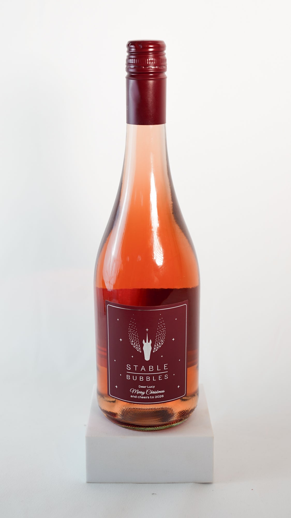 Flasche mit personalisiertem Weihnachtsgruß