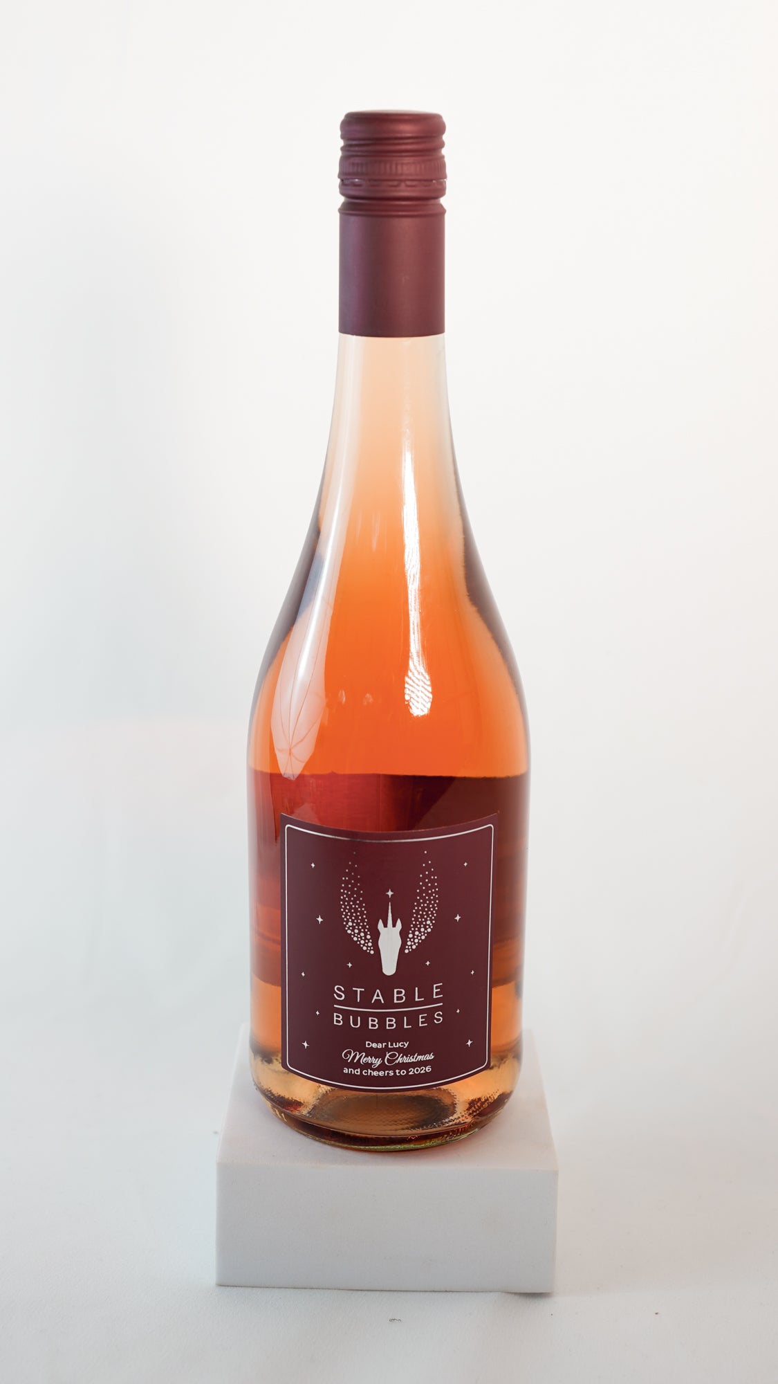 Flasche mit personalisiertem Weihnachtsgruß