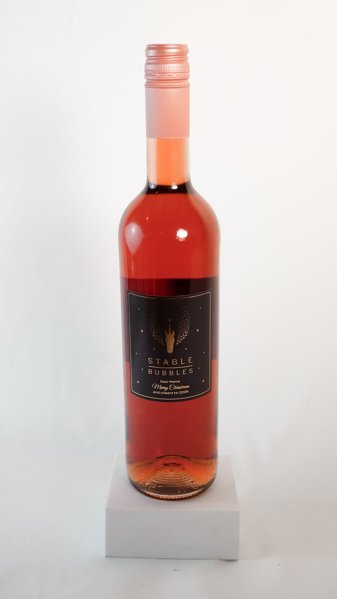 Flasche mit personalisiertem Weihnachtsgruß