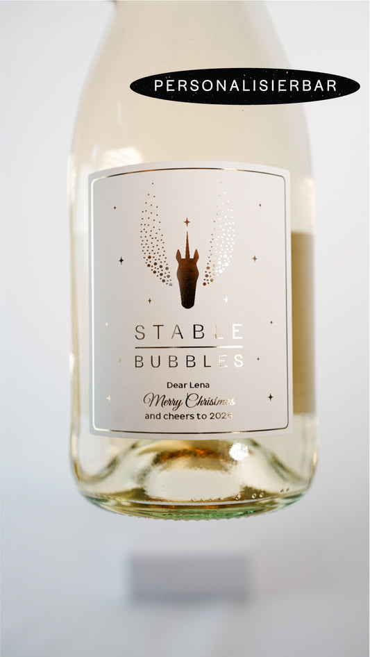 Flasche mit personalisiertem Weihnachtsgruß